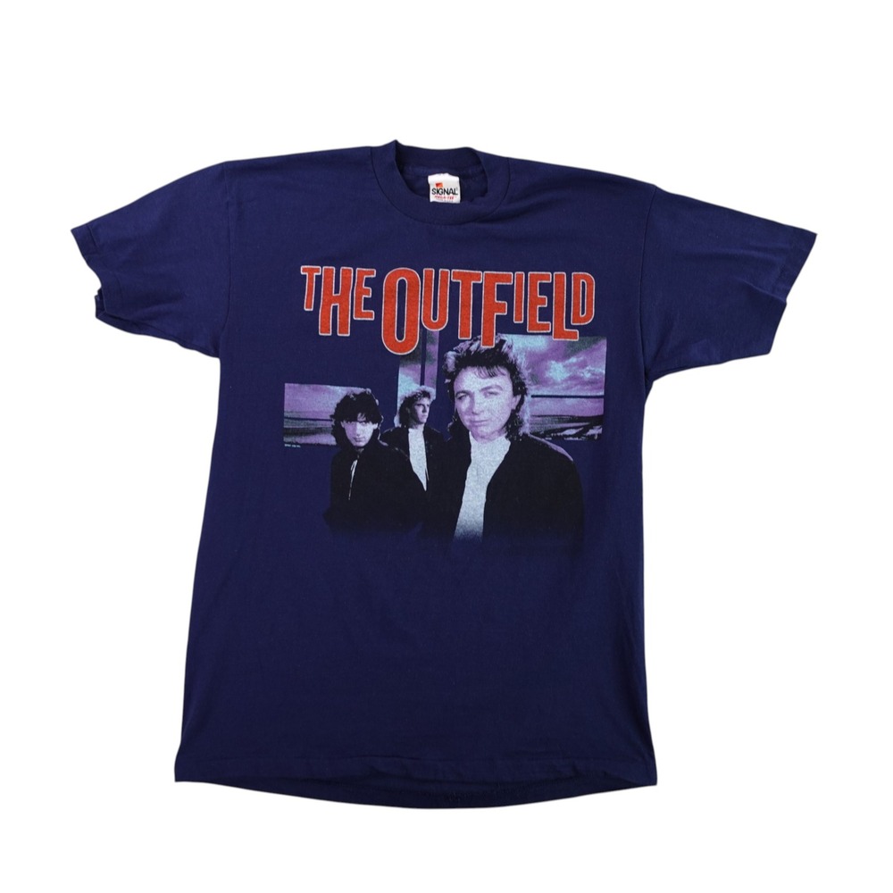 Vintage 1987 The Outfield Tour T Shirt Large Navy Bangin Across America 80s Rock
